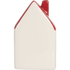 Clayre & Eef 6CE2177M Dekoration Haus mit LED 6x5x10 cm Weiß Rot