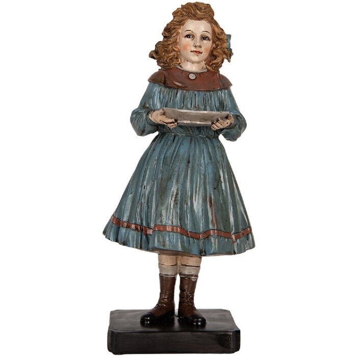 Clayre & Eef 6PR5551 Декоративная фигурка Женщина 15x14x31 см Бежево-голубая