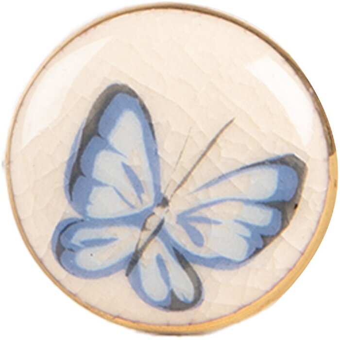 Clayre & Eef 66267 Дверная ручка бежево-голубая 3x3 см