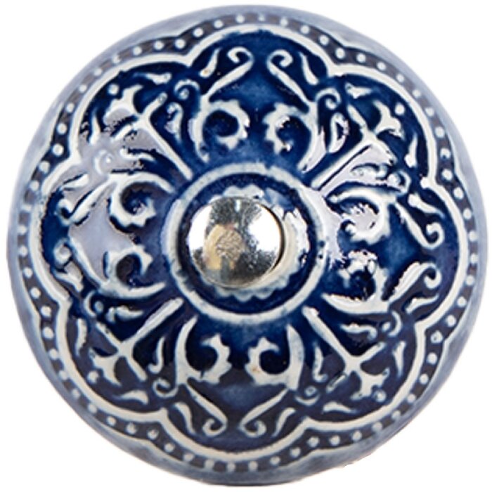 Clayre & Eef 66272 Türknopf Blau Beige Ø 4 x 3 cm Keramik
