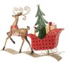 Clayre & Eef Декор Олень с санями 68x11x50 см коричневый и красный