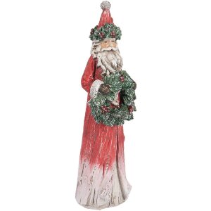 Clayre & Eef 6PR5527 Dekoration Weihnachtsmann Rot und Grün 7x6x24 cm