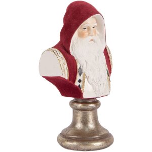 Clayre & Eef Декоративный бюст Дед Мороз 10x9x19 см Красный и Белый