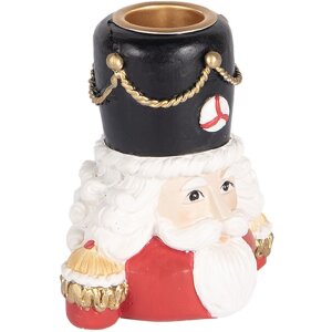 Clayre & Eef Подсвечник "Щелкунчик" 8x6x9 см Красный и Белый