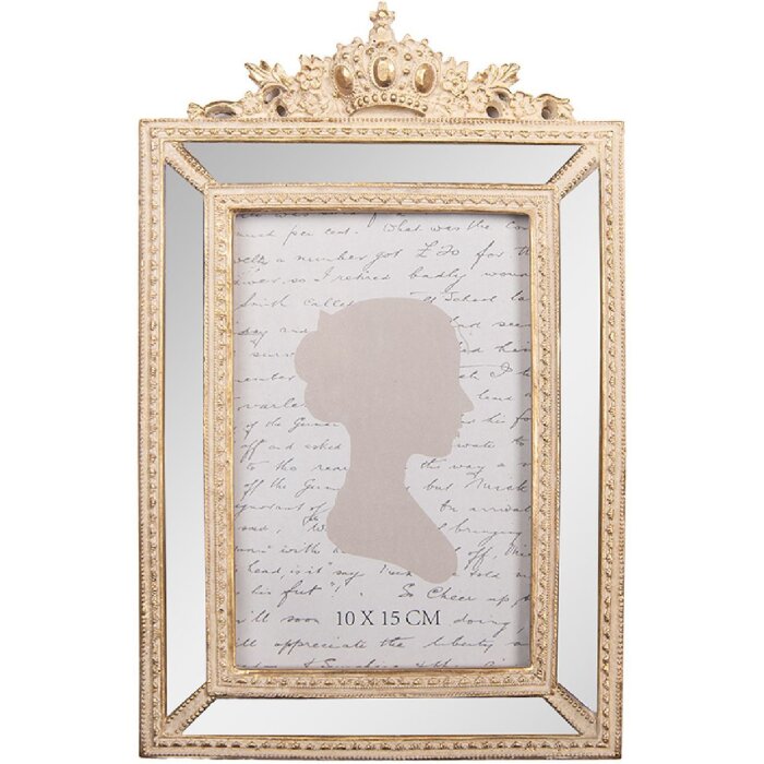 Clayre & Eef 2F1324 Fotorahmen 15x2x23 cm Goldfarbig Beige 10x15 cm