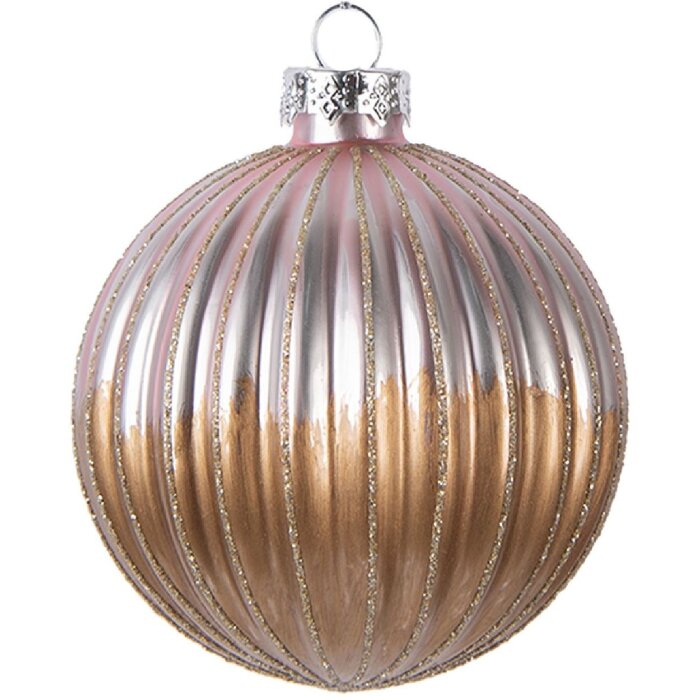 Clayre & Eef 6GL5112 Christbaumkugel Ø 8x8 cm Braun & Rosa