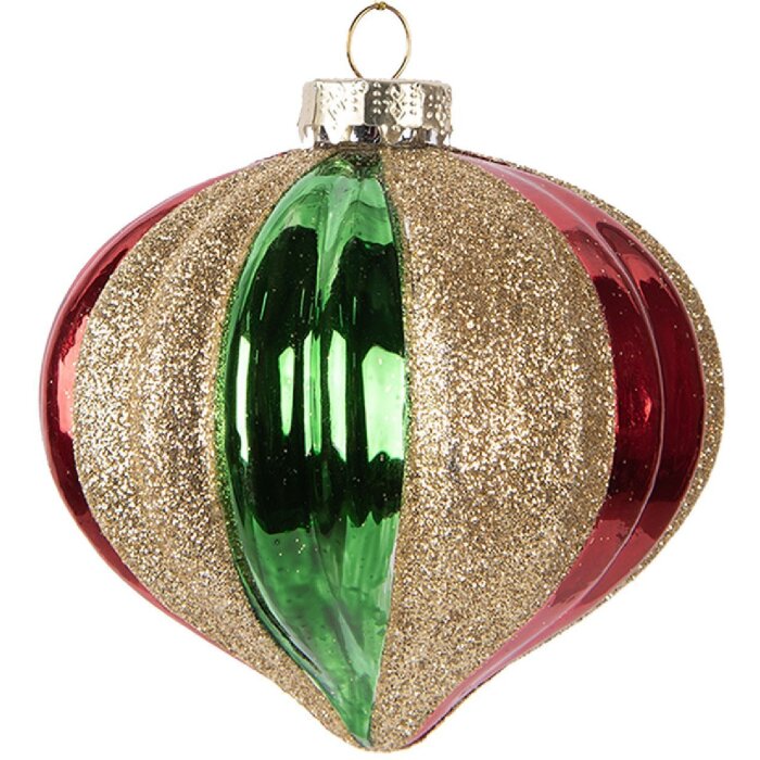 Clayre & Eef 6GL5117 Елочная игрушка стеклянная Ø 10 см, Зелено-красная