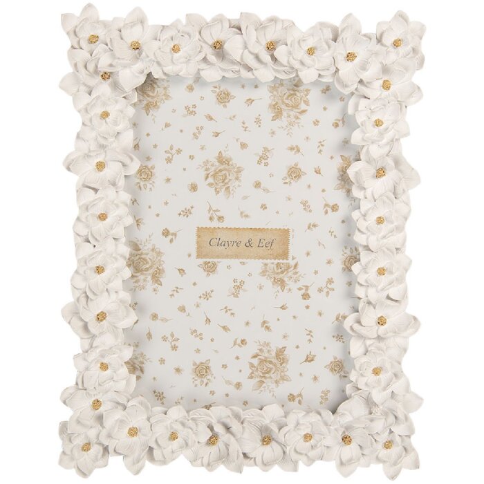 Clayre & Eef 2F1360M Fotorahmen 18x2x23 cm Weiß Goldfarbig 13x18 cm