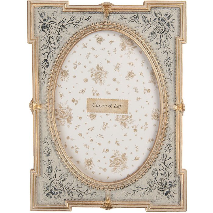 Clayre & Eef 2F1365M Fotorahmen 17x23 cm Blau Goldfarbig 13x18 cm