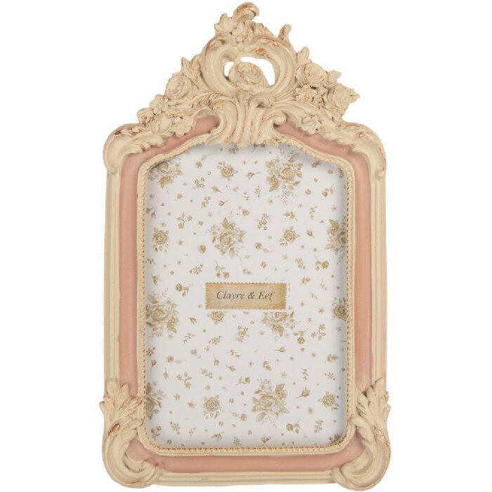 Clayre & Eef 2F1367M Fotorahmen 16x2x25 cm Beige Rosa