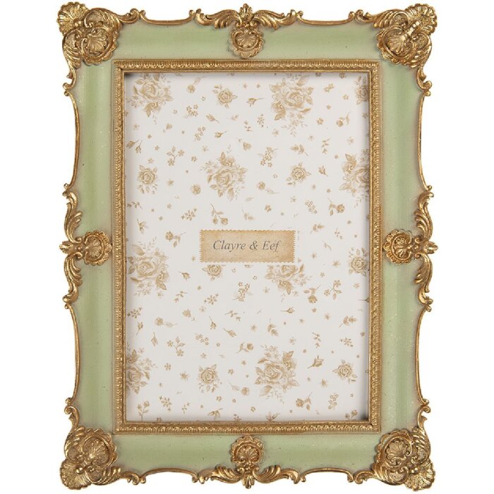 Clayre & Eef 2F1354M Fotorahmen 18x23 cm Grün Goldfarbig