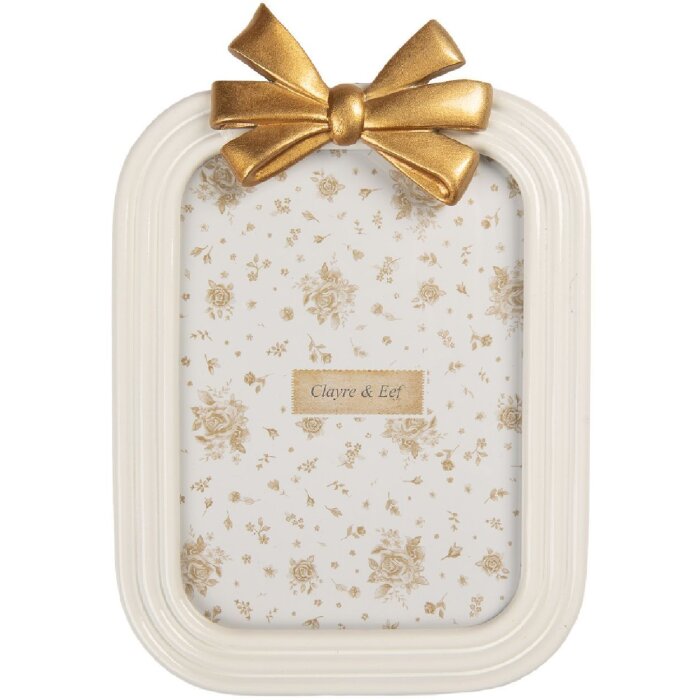 Clayre & Eef 2F1377 Fotorahmen 17x24 cm Weiß Goldfarbig 13x18 cm