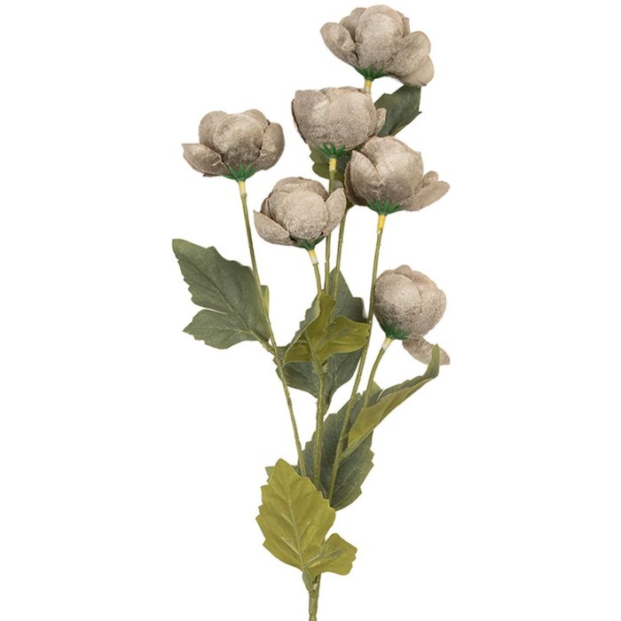Clayre & Eef Ветка с цветами 10x10x63 см серо-зеленая