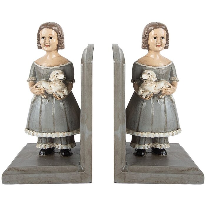 Clayre & Eef 6PR5552 Подставка для книг 2 шт. 23x11x20 см Серый