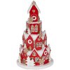 Clayre & Eef Декоративный дом с LED Ø 13x22 см Красный и белый