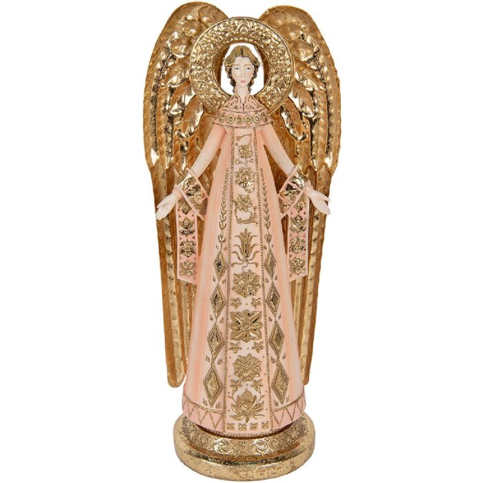 Clayre & Eef 6PR5627 Dekoration Engel 20x15x46 cm Rosa Goldfarbig