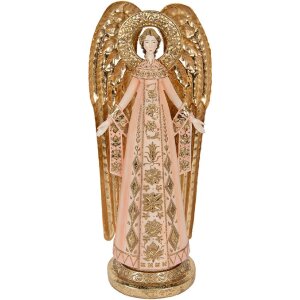 Clayre & Eef 6PR5627 Dekoration Engel 20x15x46 cm Rosa Goldfarbig