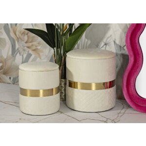 Mauro Ferretti Sitzhocker 2 teilig Set Sheffild Ø 37x42 Ø 28x35 cm creme