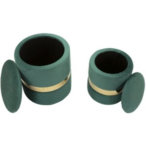 Mauro Ferretti Sitzhocker 2 teilig Set Sheffild Ø 37x42 Ø 28x35 cm grün