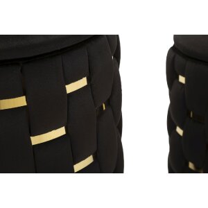 Mauro Ferretti Sitzhocker 2 teilig Set Shanty Ø 37x42 Ø 28x35 cm schwarz