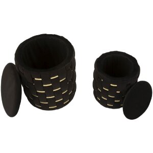 Mauro Ferretti Sitzhocker 2 teilig Set Shanty Ø 37x42 Ø 28x35 cm schwarz