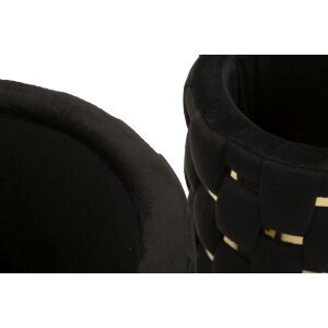 Mauro Ferretti Sitzhocker 2 teilig Set Shanty Ø 37x42 Ø 28x35 cm schwarz