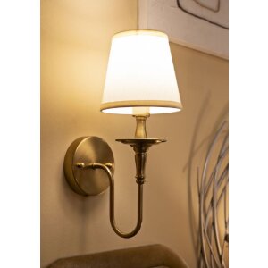 Mauro Ferretti Wandleuchte Bucharest Eisen Stoff gold weiß 15x22x38 cm E14