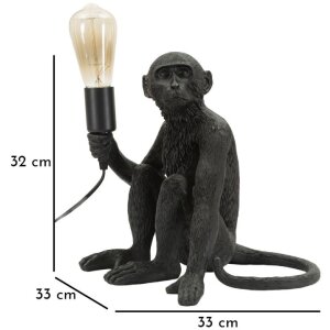 Mauro Ferretti Tischleuchte Affe sitzend schwarz 33x33x32 cm E27 ohne Leuchtmittel