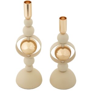 Mauro Ferretti Kerzenhalter Saturn creme – 2er-Set...