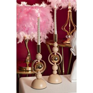 Mauro Ferretti Подсвечники Saturn розовые, набор 2 шт. Ø 10x27/33 см