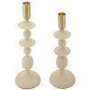 Mauro Ferretti Kerzenhalter Gemini creme – 2er-Set Ø 10x29 cm und Ø 10x33 cm
