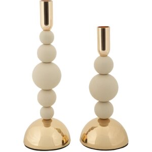 Mauro Ferretti Kerzenhalter Bolly creme – 2er-Set...