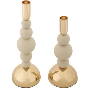 Mauro Ferretti Kerzenhalter Bolly creme – 2er-Set...