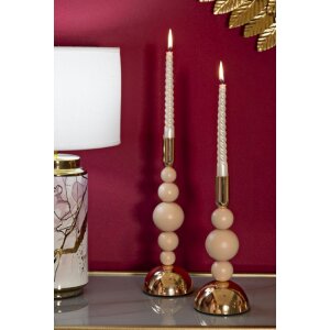 Mauro Ferretti Kerzenhalter Bolly rosa – 2er-Set Ø 10x24 cm und Ø 10x29,5 cm