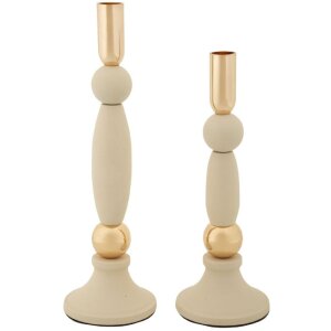 Mauro Ferretti Kerzenhalter Strek Creme Set 2 Stück Ø 9,5x25 cm und Ø 9,5x30 cm