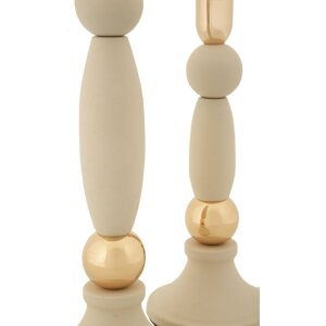 Mauro Ferretti Kerzenhalter Strek Creme Set 2 Stück Ø 9,5x25 cm und Ø 9,5x30 cm