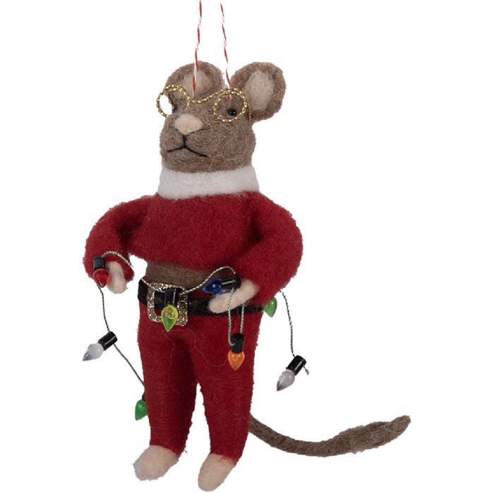 Clayre & Eef 66299 Dekoration Hänger Filzmaus 5x7x13 cm Rot und Braun