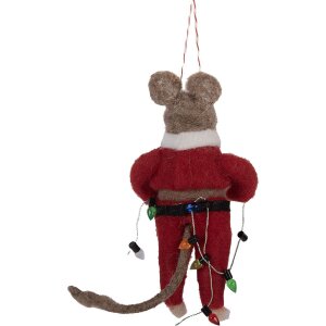 Clayre & Eef 66299 Dekoration Hänger Filzmaus 5x7x13 cm Rot und Braun