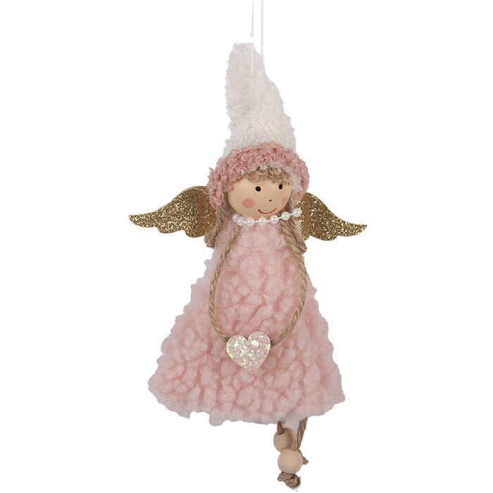 Clayre & Eef 66350 Dekoration Hänger Engel 10x3x20 cm Rosa Weiß