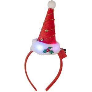 Clayre & Eef 66351 Haarband mit Weihnachtsmütze mit LED 12x7x27 cm