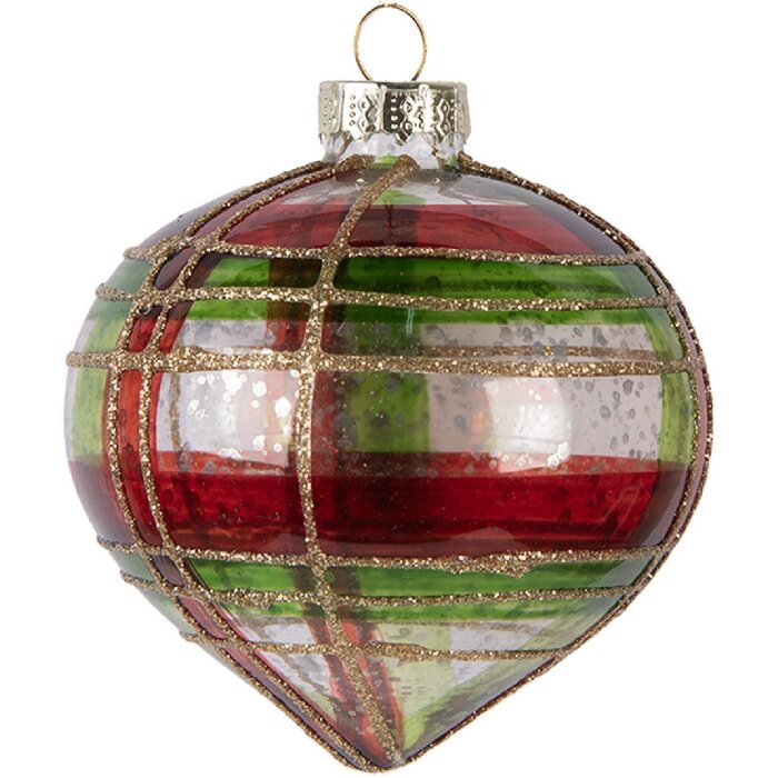 Clayre & Eef 6GL5179 Christbaumkugel Ø 8x8 cm Rot-Gold