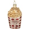 Clayre & Eef 6GL5260 Weihnachtsanhänger 6x3x10 cm Weiß Goldfarbig