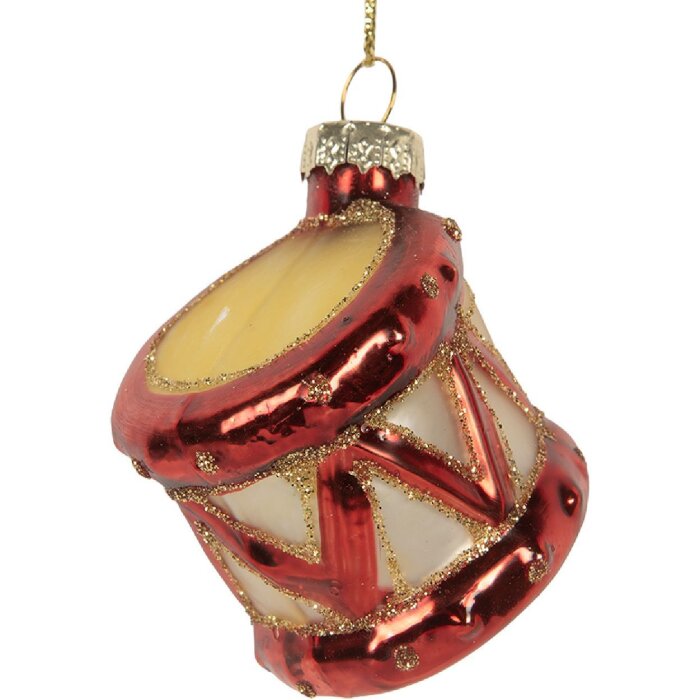 Clayre & Eef Рождественский кулон Ø 4x5 см Красный Золотистый