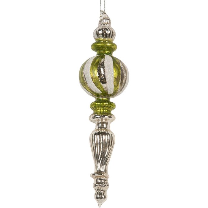 Clayre & Eef 6GL5304 Елочная игрушка Ø 5x18 см Серебристо-зеленая