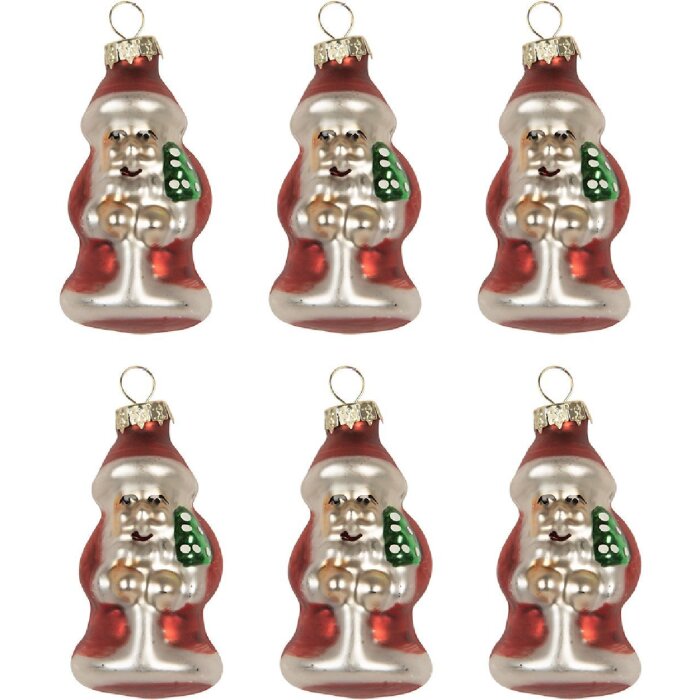 Clayre & Eef 6GL5322 Набор елочных украшений 6 шт. Ø 3x35 см Красный/Серебристый