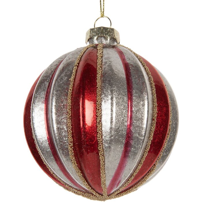 Clayre & Eef 6GL5325 Елочная игрушка 8 см Красный и Серебристый