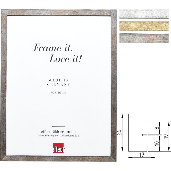 Фоторамка effect Profil 42 Массивное дерево Античное золото, Серебро, Антрацит