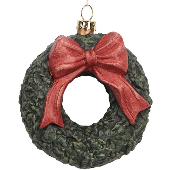 Clayre & Eef Декор Венок 9x4x11 см Зеленый Красный
