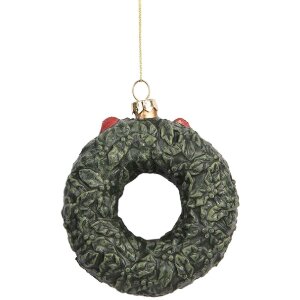 Clayre & Eef Декор Венок 9x4x11 см Зеленый Красный