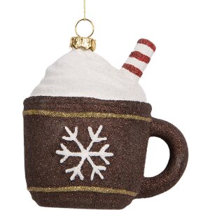 Clayre & Eef Декоративная подвеска Чашка 9x7x10 см Коричнево-белая